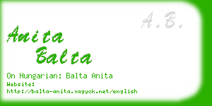 anita balta business card